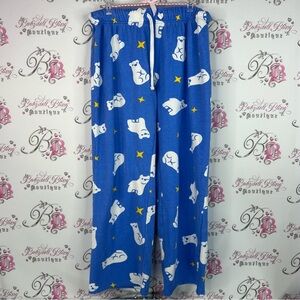 Overwatch pants bears Blue Polar Bear Print Pants yellow blue white cute fleece